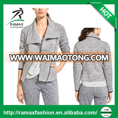 Ramax Custom Women Front Zip Oversized Collar Long Sleeve Sports Training Bomber Jacket