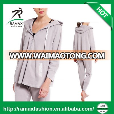 Ramax Custom Women Plain Front Zip Long Sleeve Yoga Fitness Tracksuit Tops